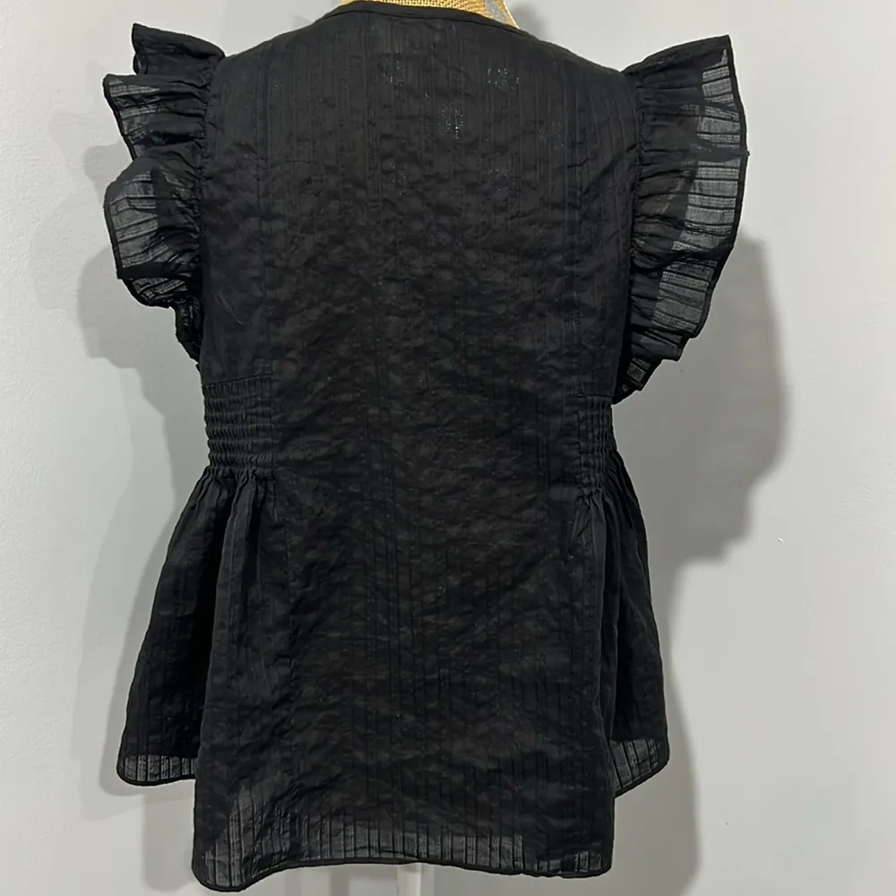 Kate Spade Embroidered Blouse top size large with fringe - Image 4