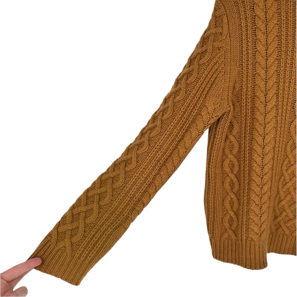 Nili Lotan Jodelle Cable Knit Sweater Cashmere sz Medium Long Sleeves Crew Neck Brown - Image 7