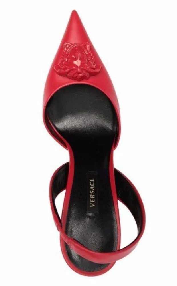 NEW Versace La Medusa Slingback Pump in Red, Size 36.5 New in Box - Image 3