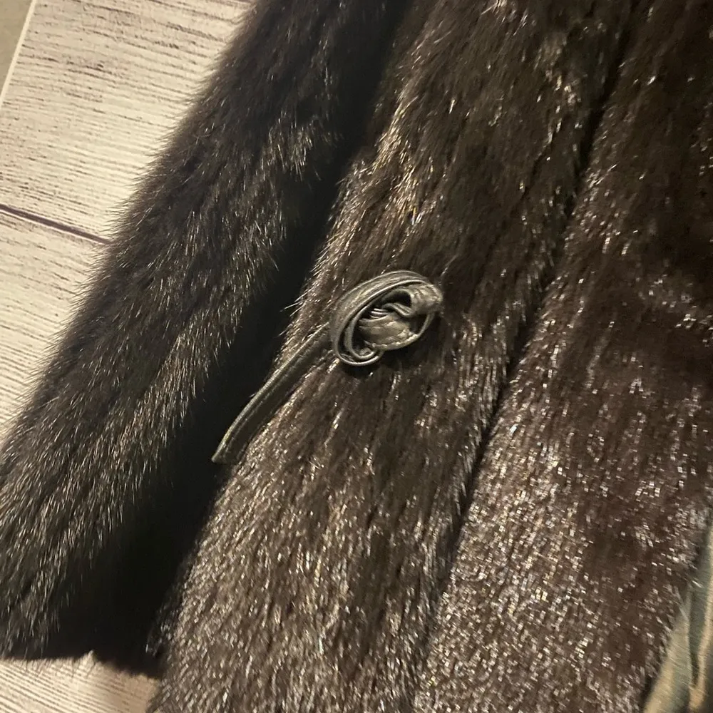 Bifano’s Dallas Black Real Mink Fur Coat Size Small Vintage - Image 4