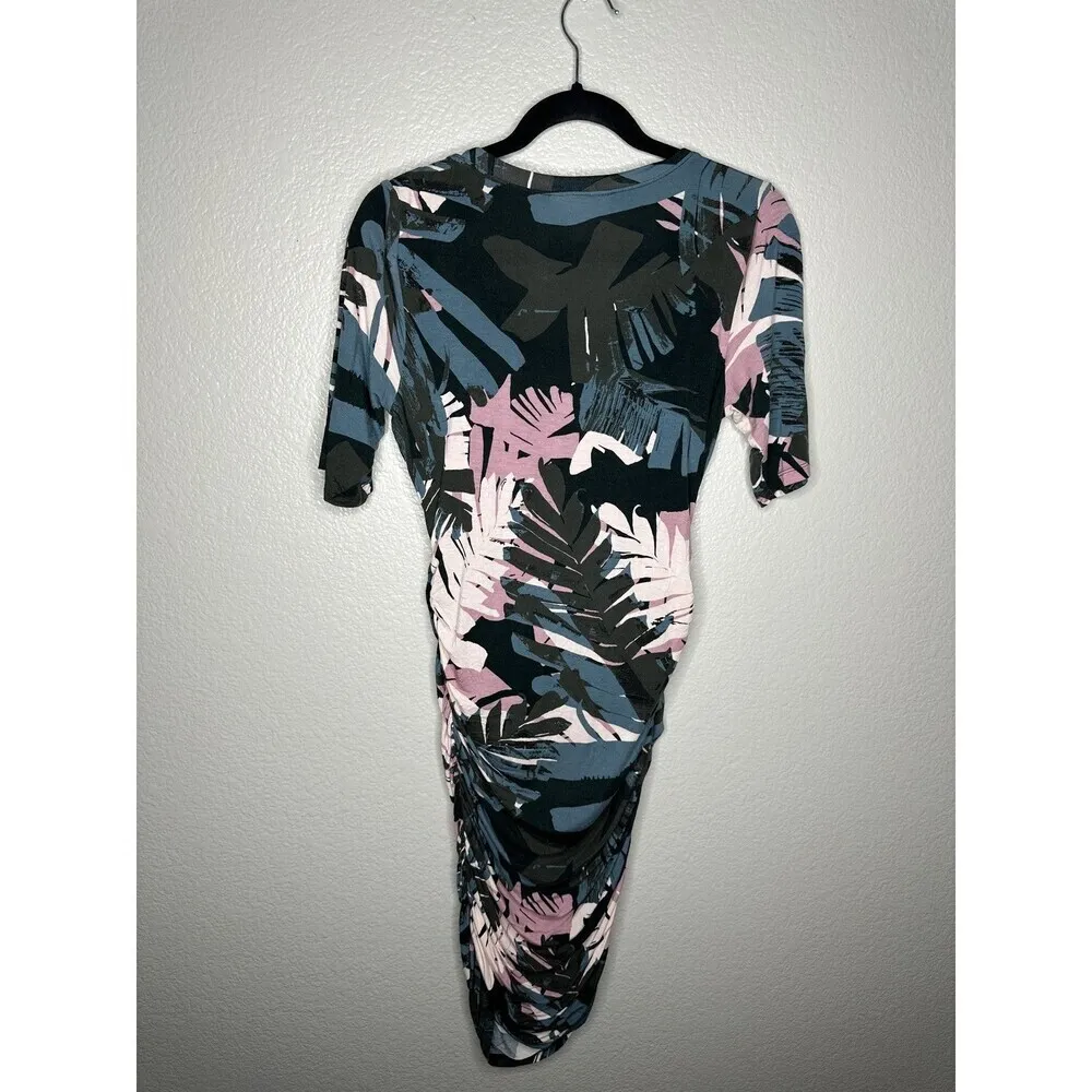 Motherhood Maternity Dress Womens Small Ruched Tropical Leaf Print Summer Casual - Image 6