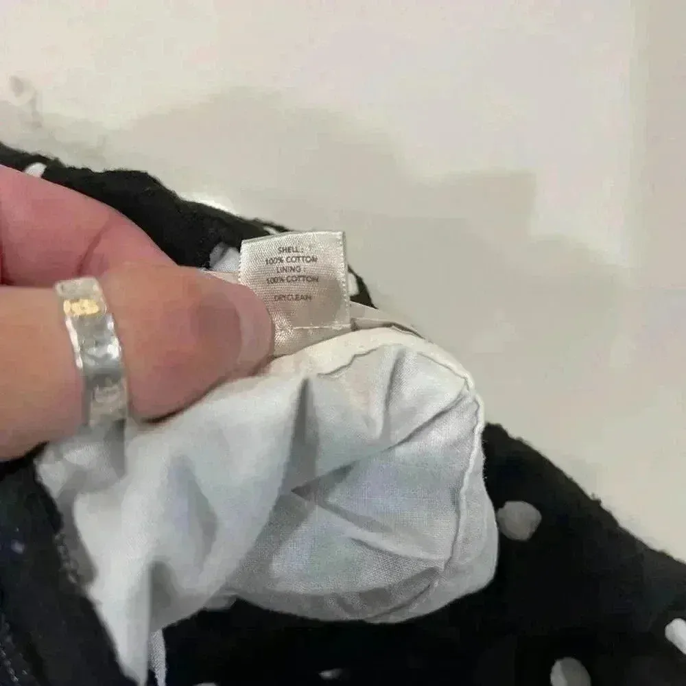 Ann Taylor LOFT Black & Ivory Polka Dot Mini Skirt w/ Pockets Women's 6 Corpcore - Image 7