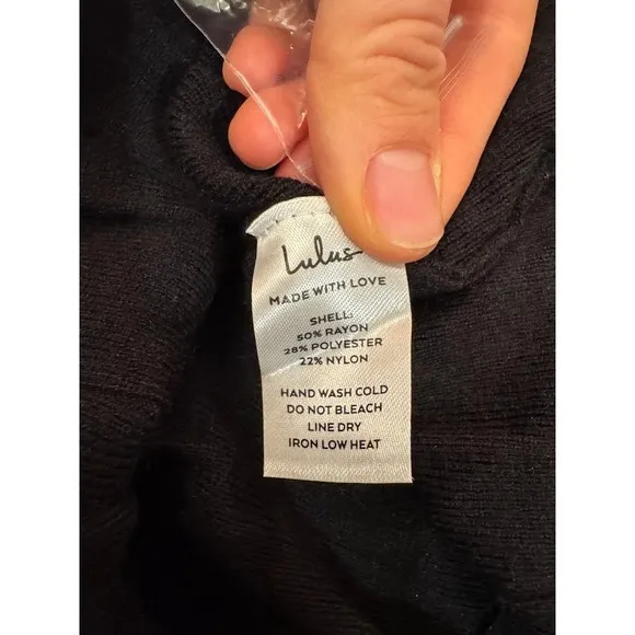 Lulus Black Ribbed Knit Button Front Pleated Skirt Dress Size M - Image 13