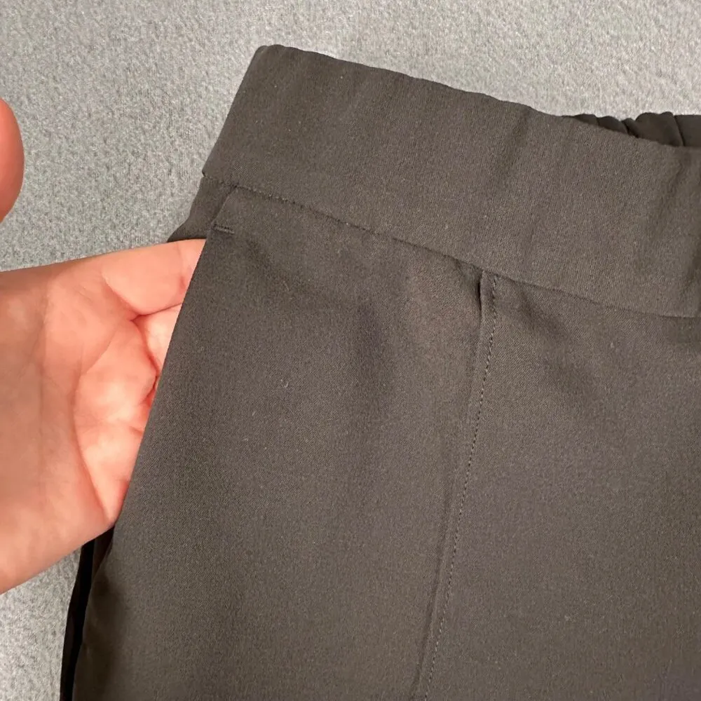 Ann Taylor Womens S Black The Straight High Rise Crop Pull On Flat Front Pants - Image 4