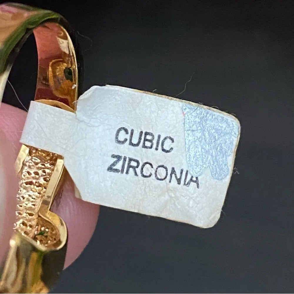 Vintage Square Emerald Green Birthstone Cubic Zirconia CZ Gold - Image 15