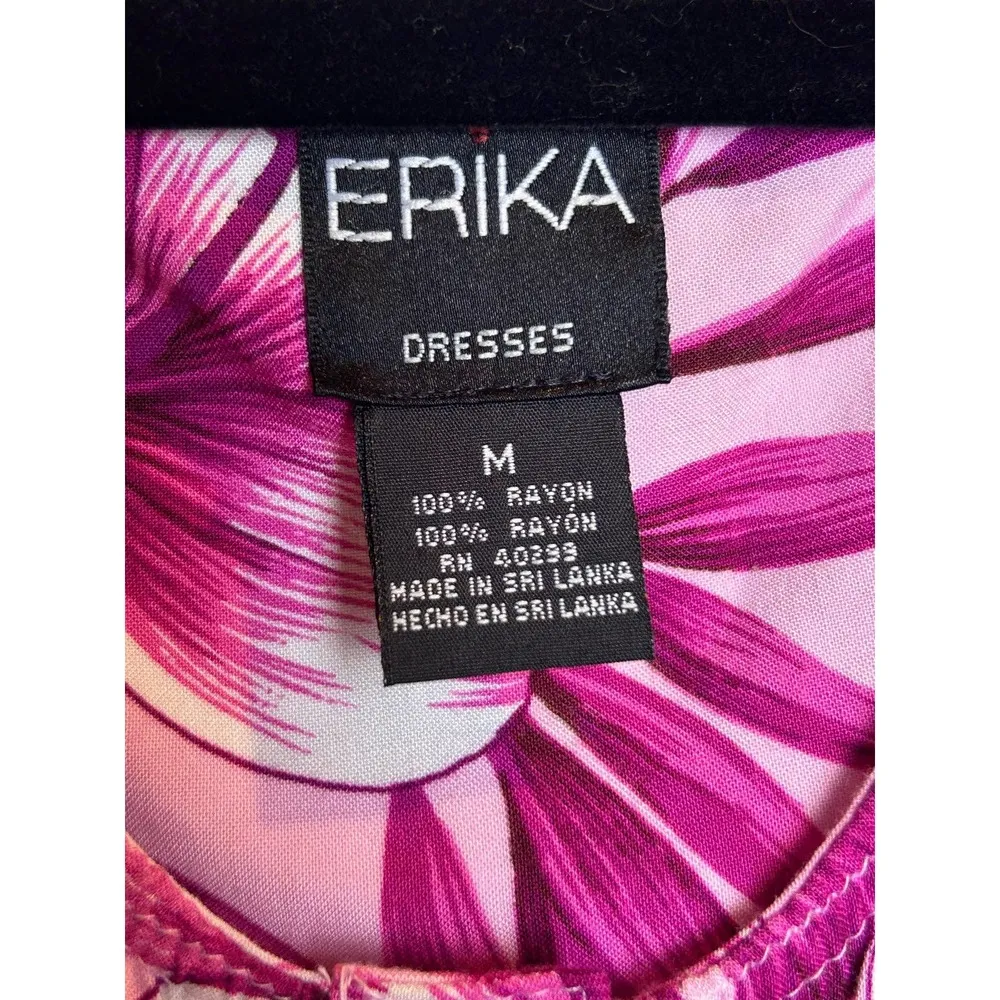 Erika Dress Midi Hawaiian floral Tropical 100% Rayon Size Medium - Image 4