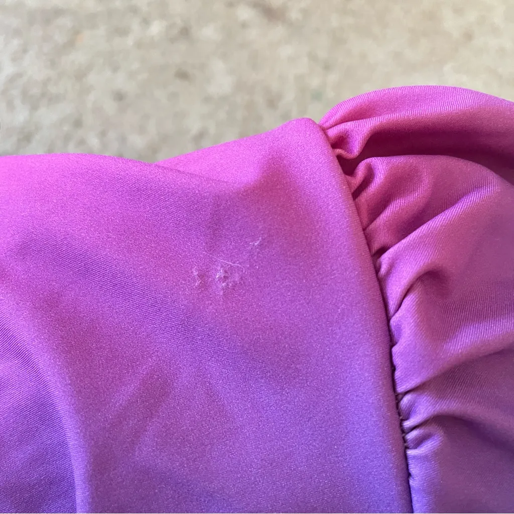 STYLEST Dream Sculpt Ombre Puff Sleeve Rashguard One PieceSwimsuit 1X Purple - Image 7