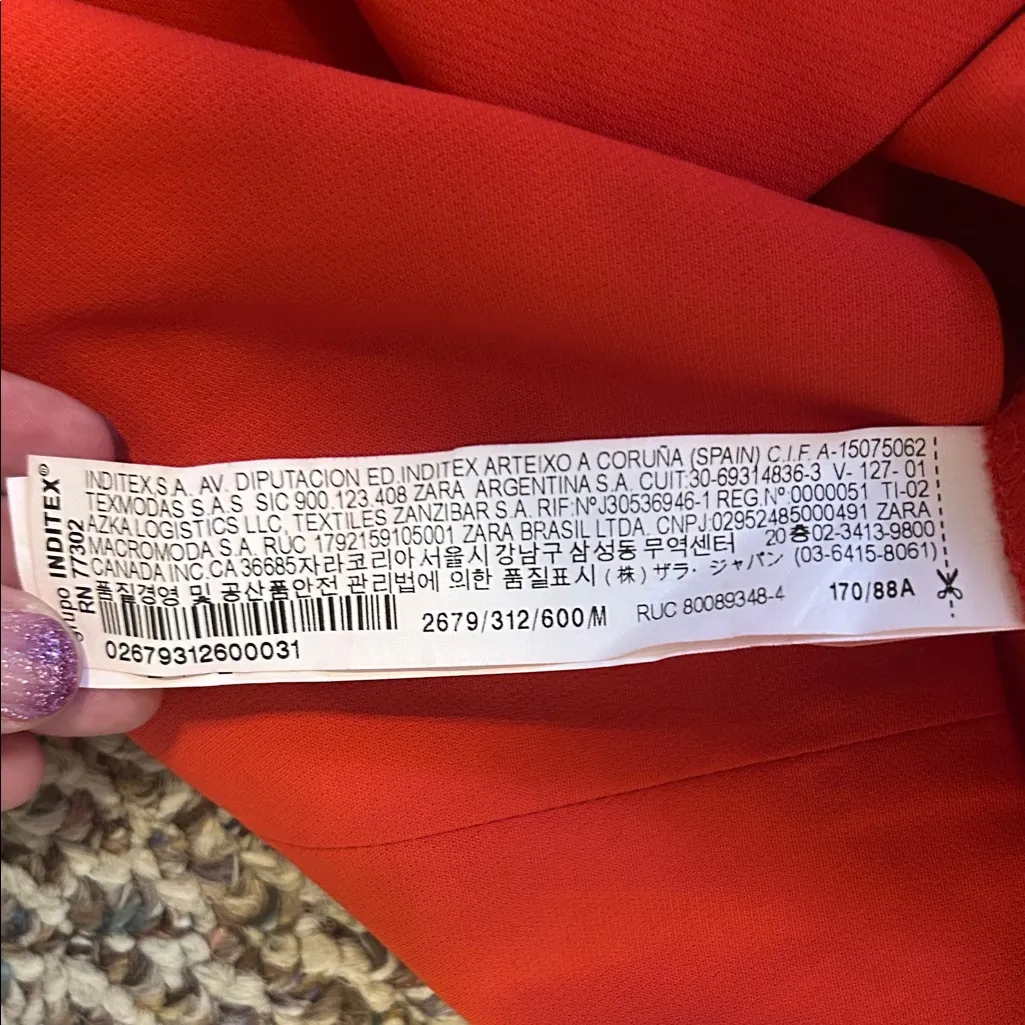 Zara Orange Mini Dress, Size M - Image 8