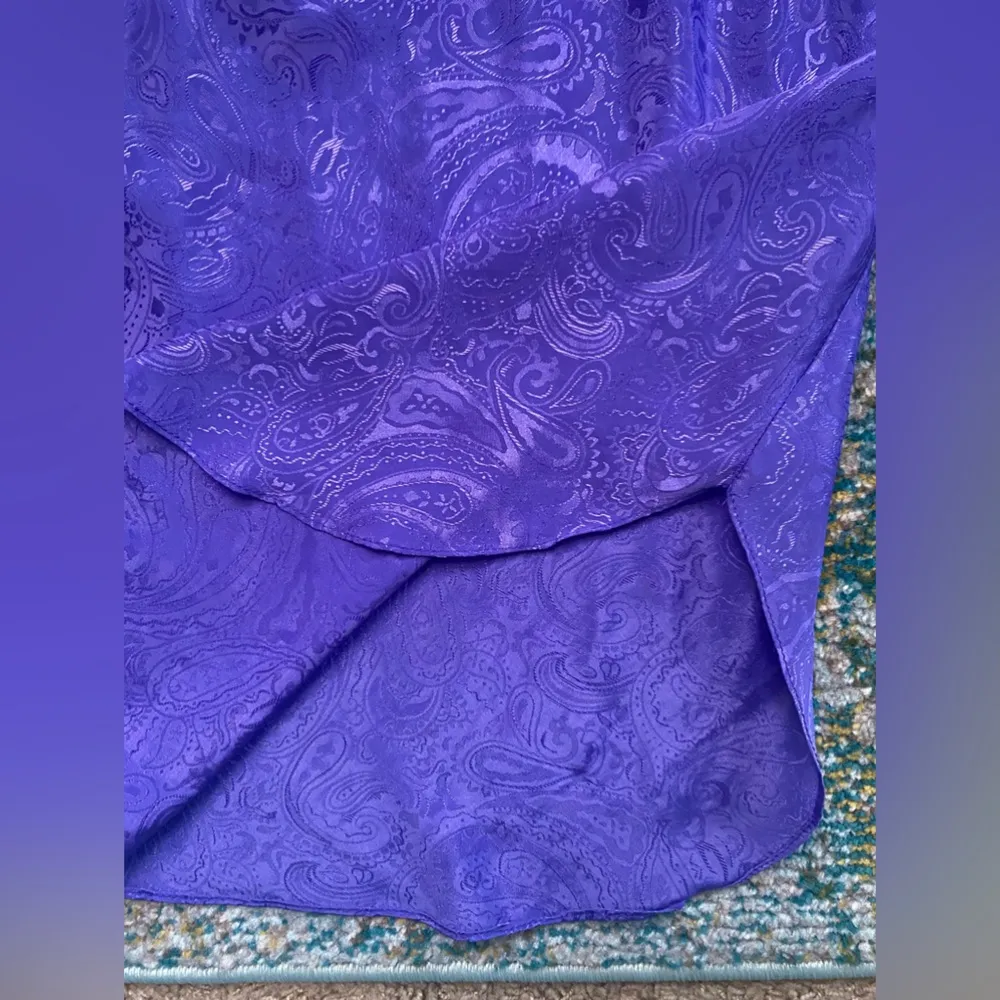 Vintage 90s Intimate Moods purple paisley bow short nightgown slip, size small - Image 3