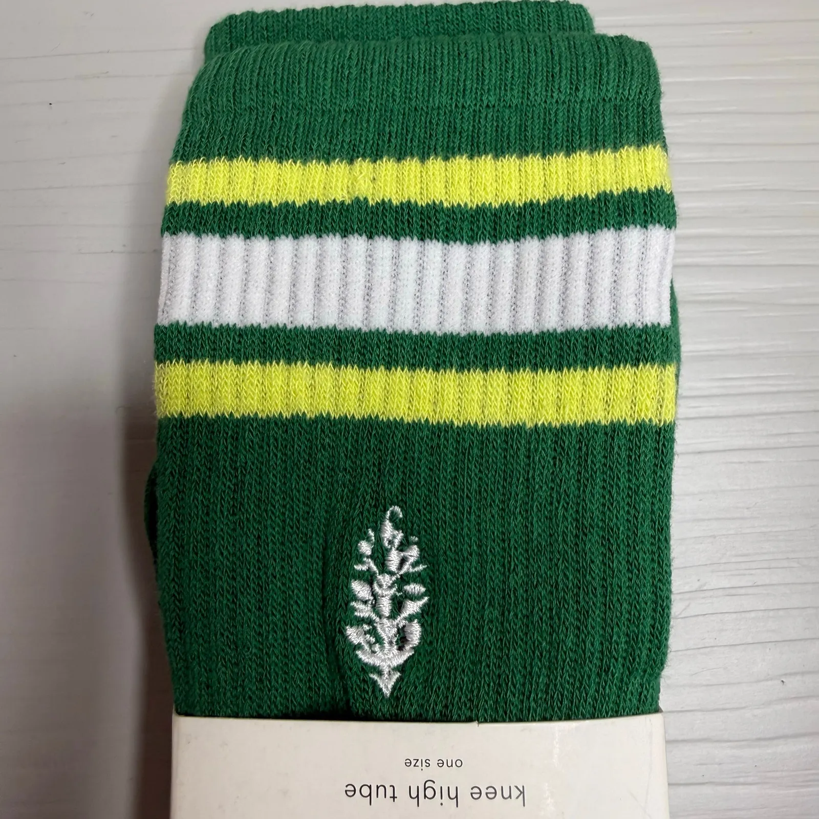 Free People knee high socks ribbed embroidered buti logo striped - Image 2