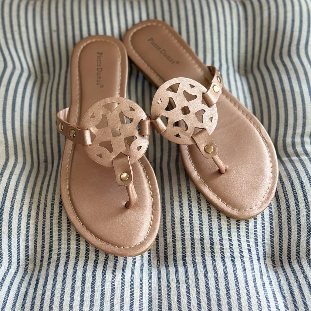 Pierre Dumas Rose Gold Studded Slides Sandals Sz 7 - Image 12