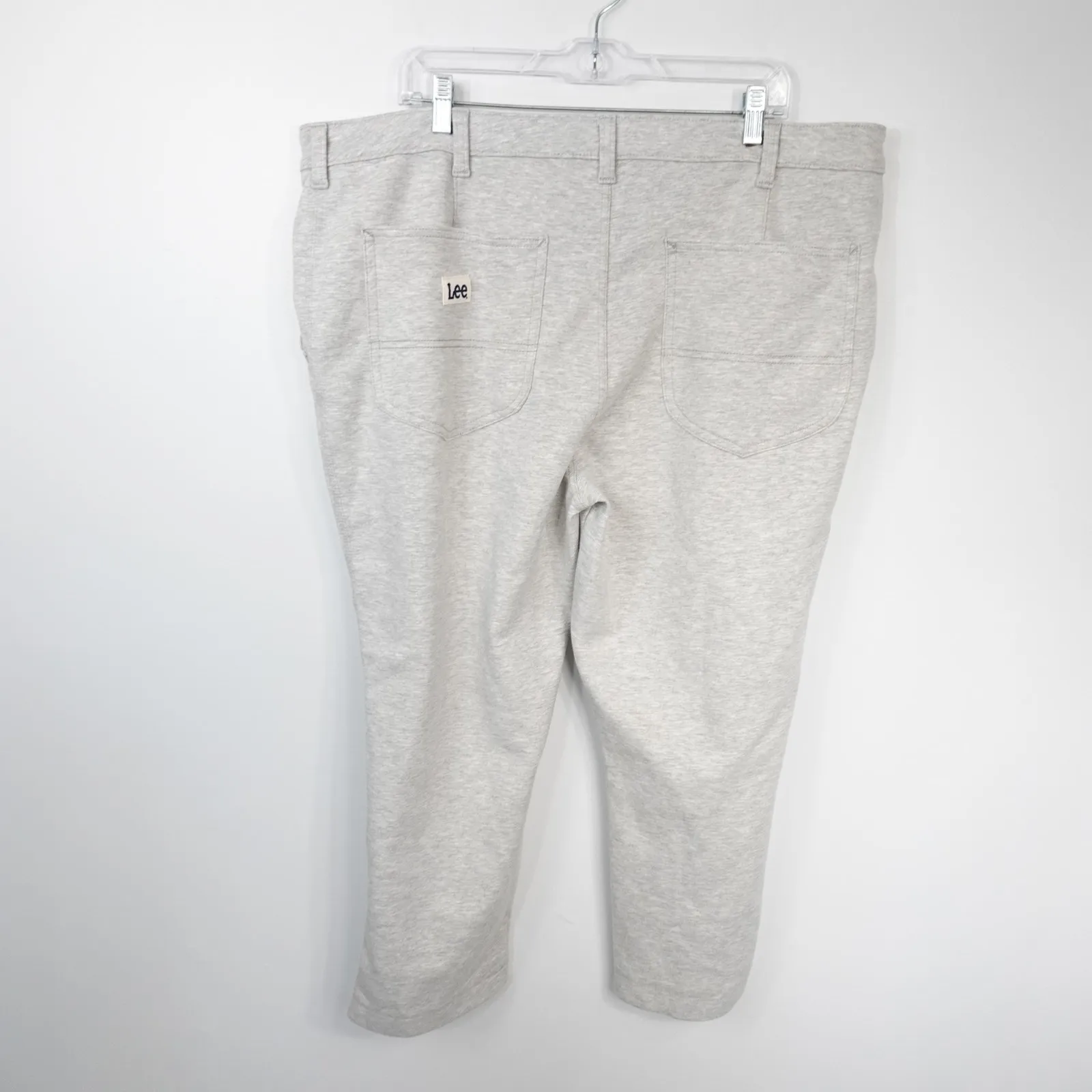 Lee High Rise Straight Leg Cropped Knit Pants Jeggings New Light Grey Women 22M - Image 4