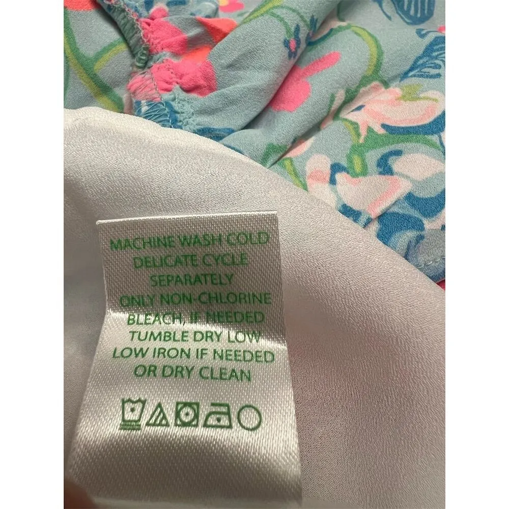 NWT Lilly Pulitzer Maryanne Flutter Sleeve Dress Size 0 Surf Blue Luscious Lions - Image 11