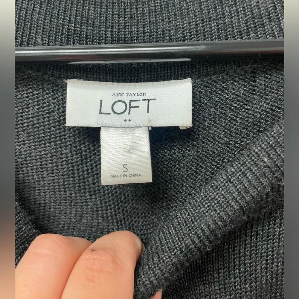 The Loft Grey Purple Tartan Pattern Scoop Neck Sweater Dress SZ S - Image 3