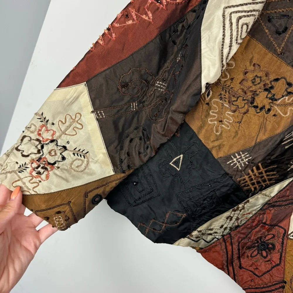 Vtg Y2K Laura Ashley Patchwork Jacket Sz Medium Mixed Media Art to Wear - Image 8