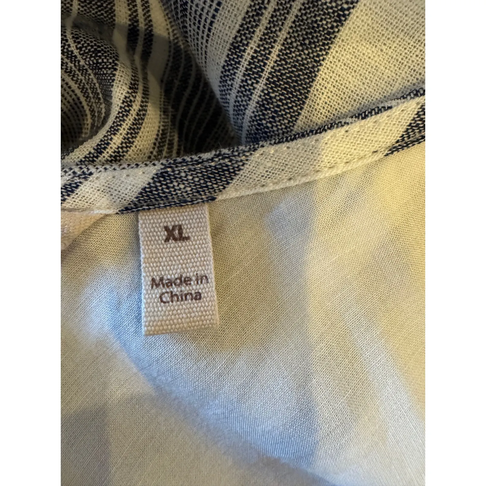 Soft Surroundings Dress Women XL Blue White Stripe Sonya Linen Midi Preppy Boho - Image 11