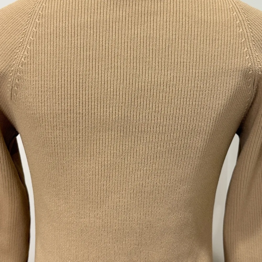 Dissh Stride Ribbed Long Sleeve Midi Dress Large Warm Wheat Beige Knit Minimal - Image 9