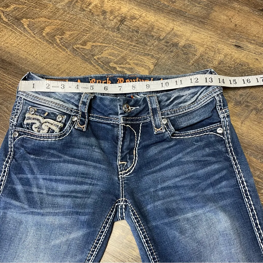 Rock Revival Lilo Crop Low Rise Jeans Womens 25 Rhinestone Bedazzled Y2K Western - Image 3