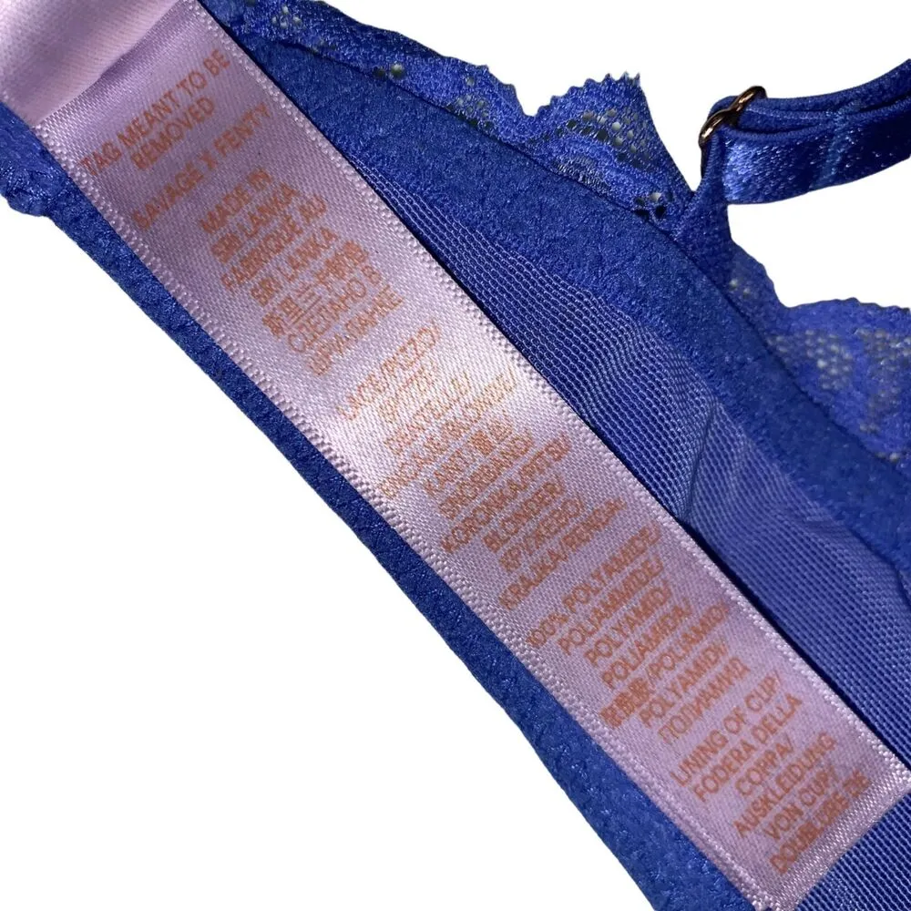 Savage X Fenty Womens Convertible Bra Lace Underwire Lightly Lined Blue 34C - Image 12