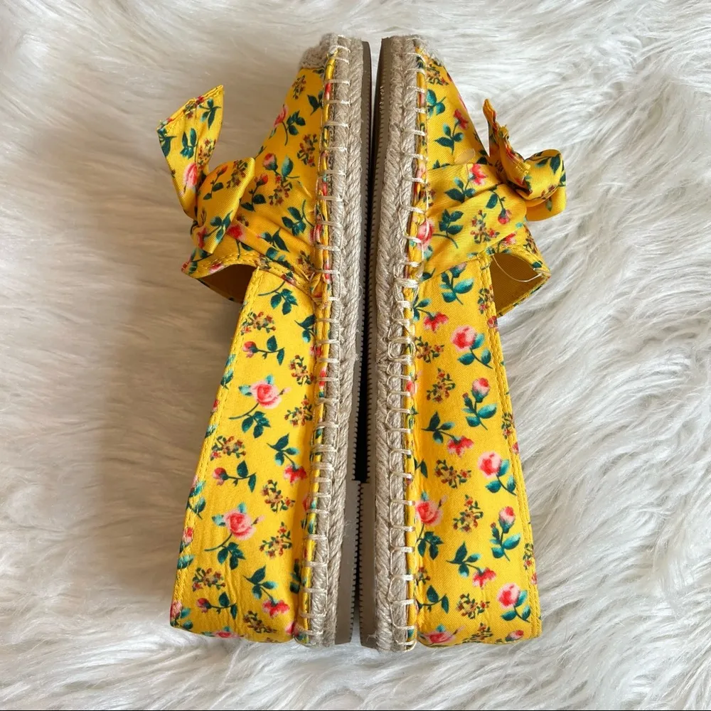 Bandolino Floral Espadrille Shoes with Bow size 7.5M NWOT Yellow Pink Summer - Image 7