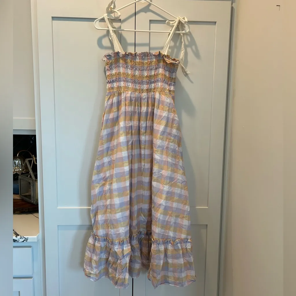 Mable Boutique Gingham Midi Dress Yellow Size M - Image 4