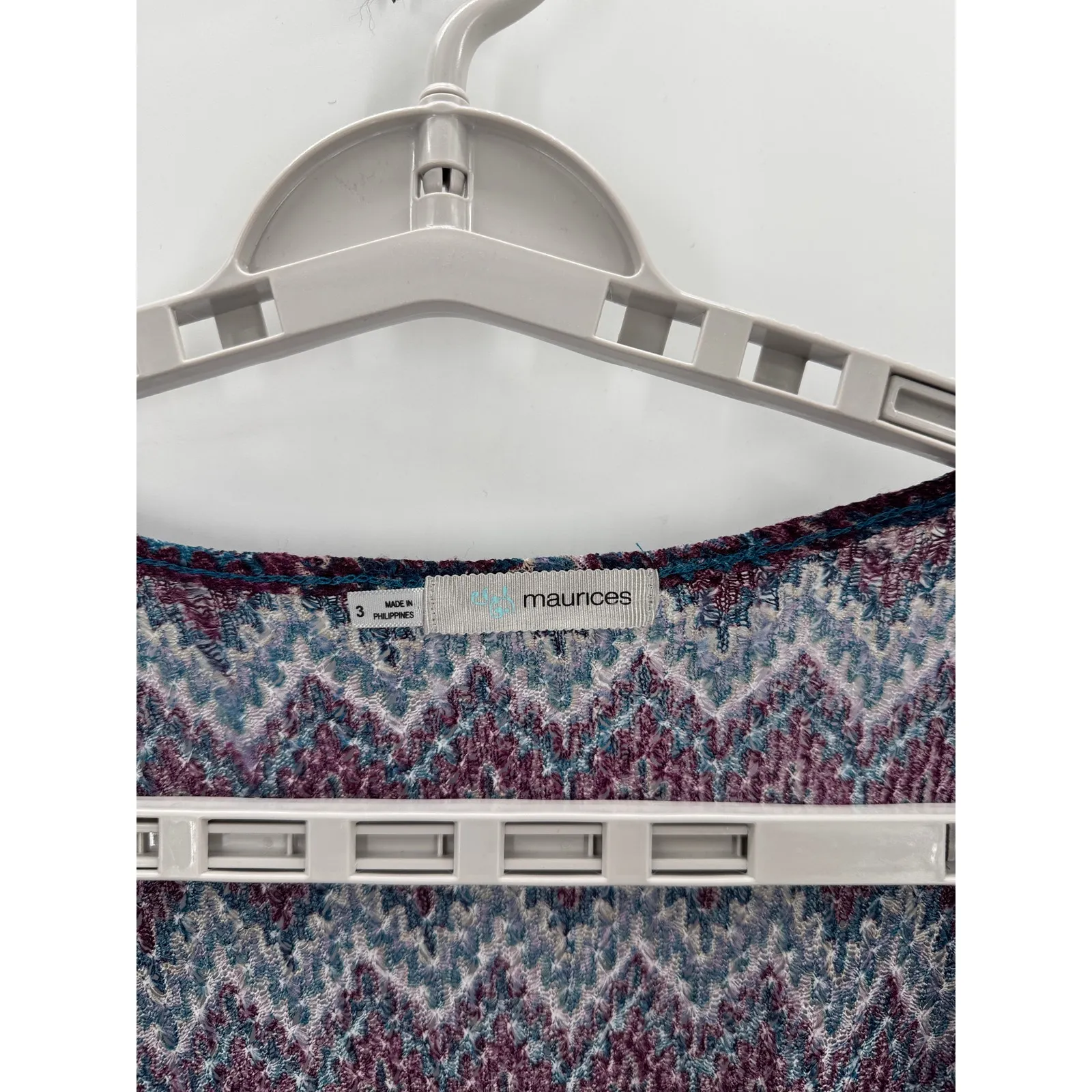 Maurices True Y2K  kimono-style top chevron pattern with teal attached tank top - Image 3