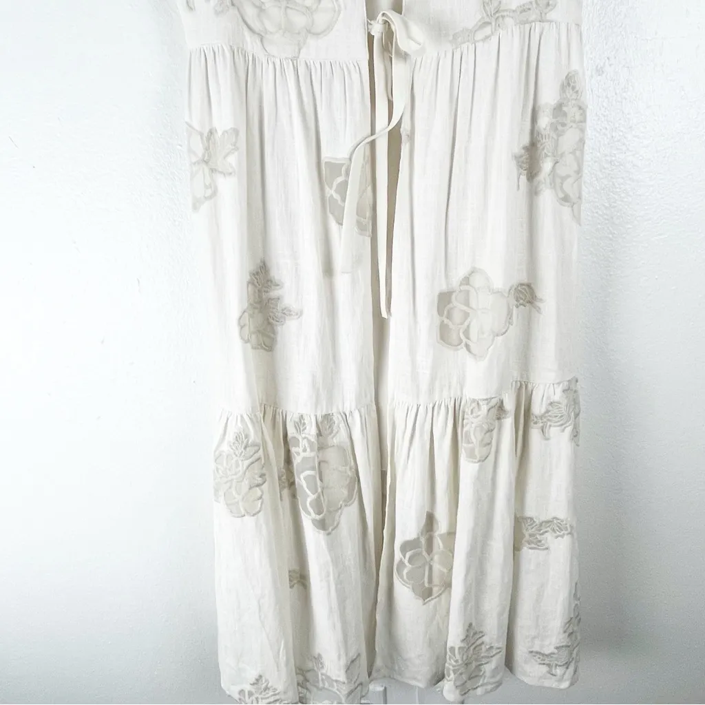 CABI Laguna Cream Linen Blend Slip Dress And Duster Dress Set #6590, Size Medium - Image 12