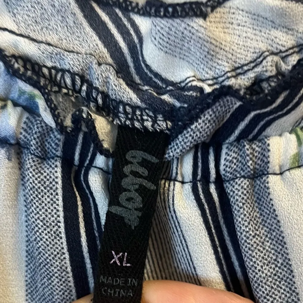 BeBop Dress Blue Striped/ Floral Off the Shoulder Romper/ Midi Dress Sz XL EUC - Image 7