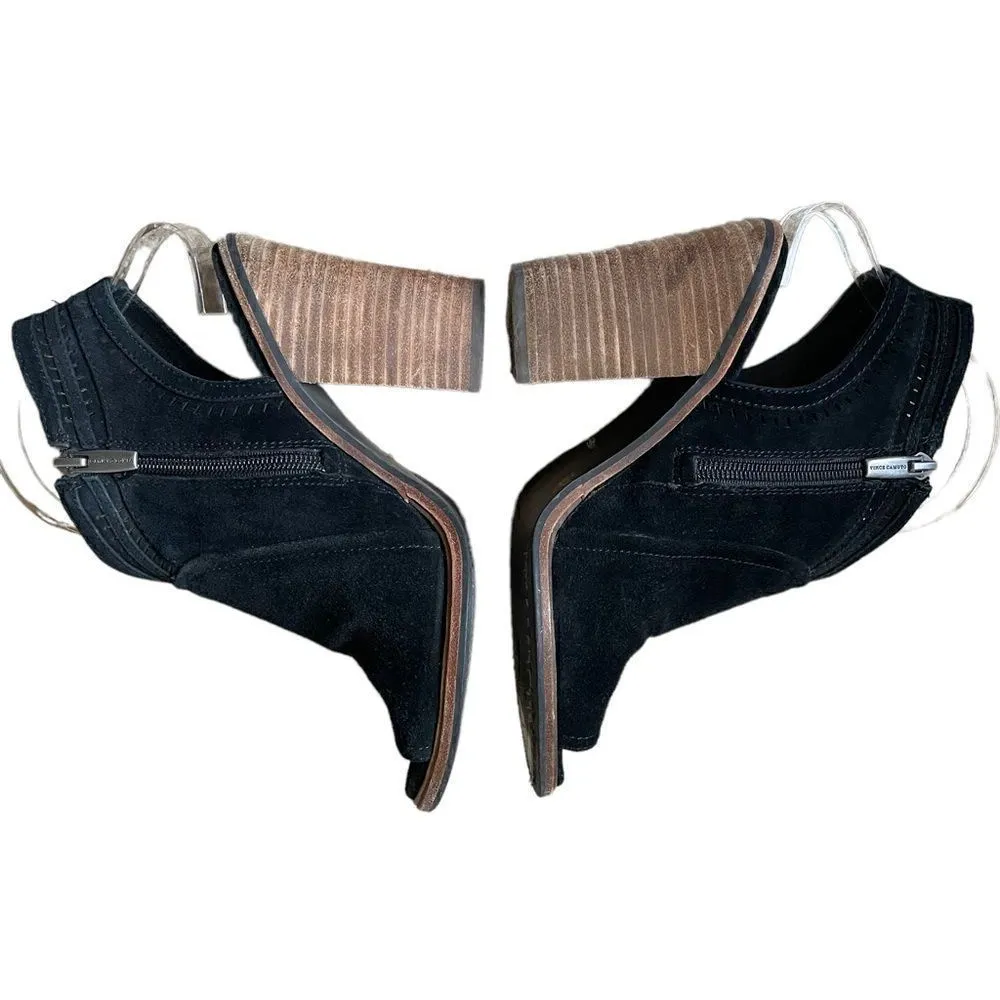 Vince Camuto Peep Toe Stacked Block Heel Faux Suede Sling Back Sandals Size 7.5 - Image 6