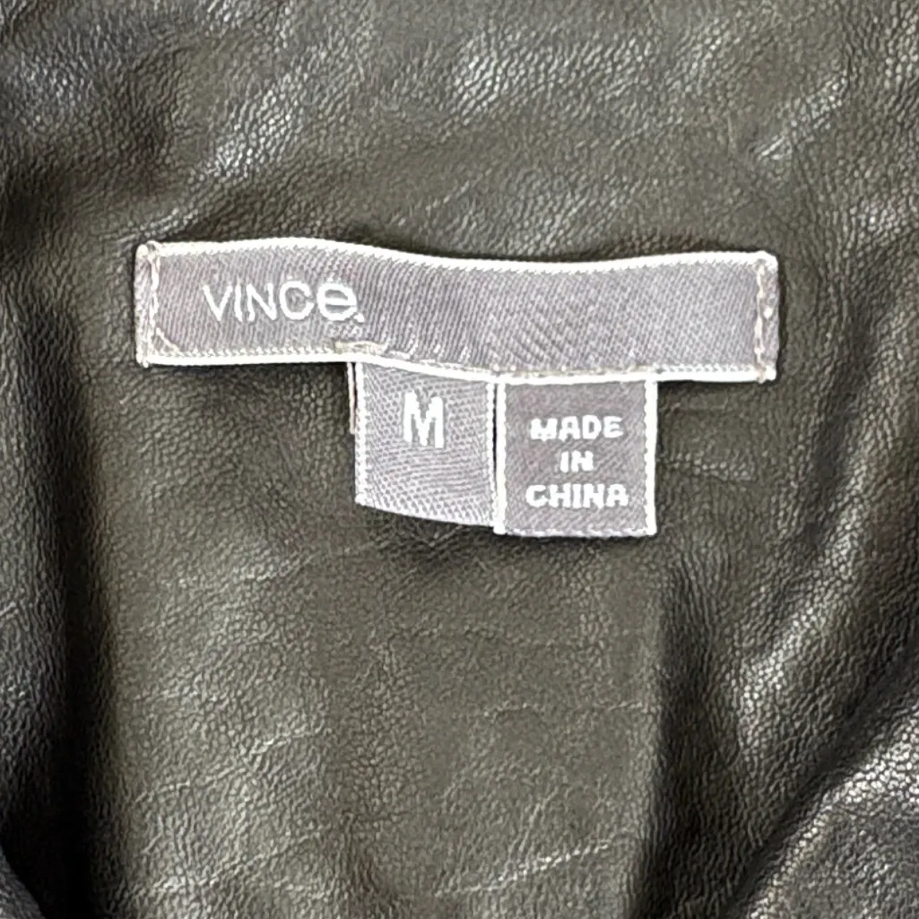 EUC Vince Lambskin Leather Two Tone Moto Jacket Black Burgundy Medium - Image 9