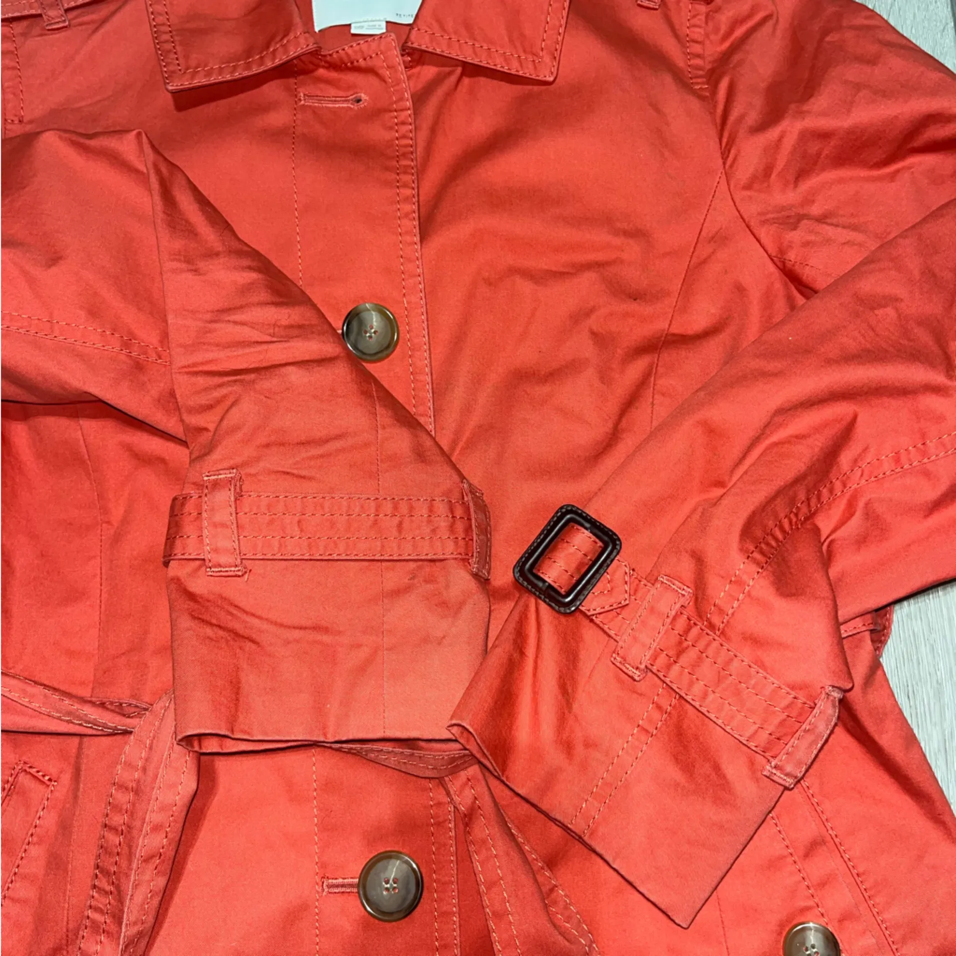 Loft  Coral Cotton Trench Coat XXSP - Image 3