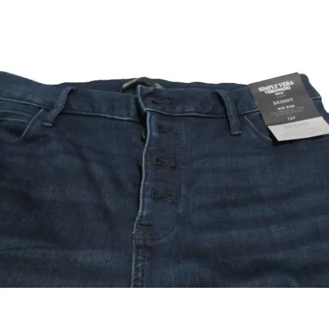 Simply Vera Wang Women's Stretchy Mid Rise Button Fly  Jeans Size 12P Petite NWT - Image 3