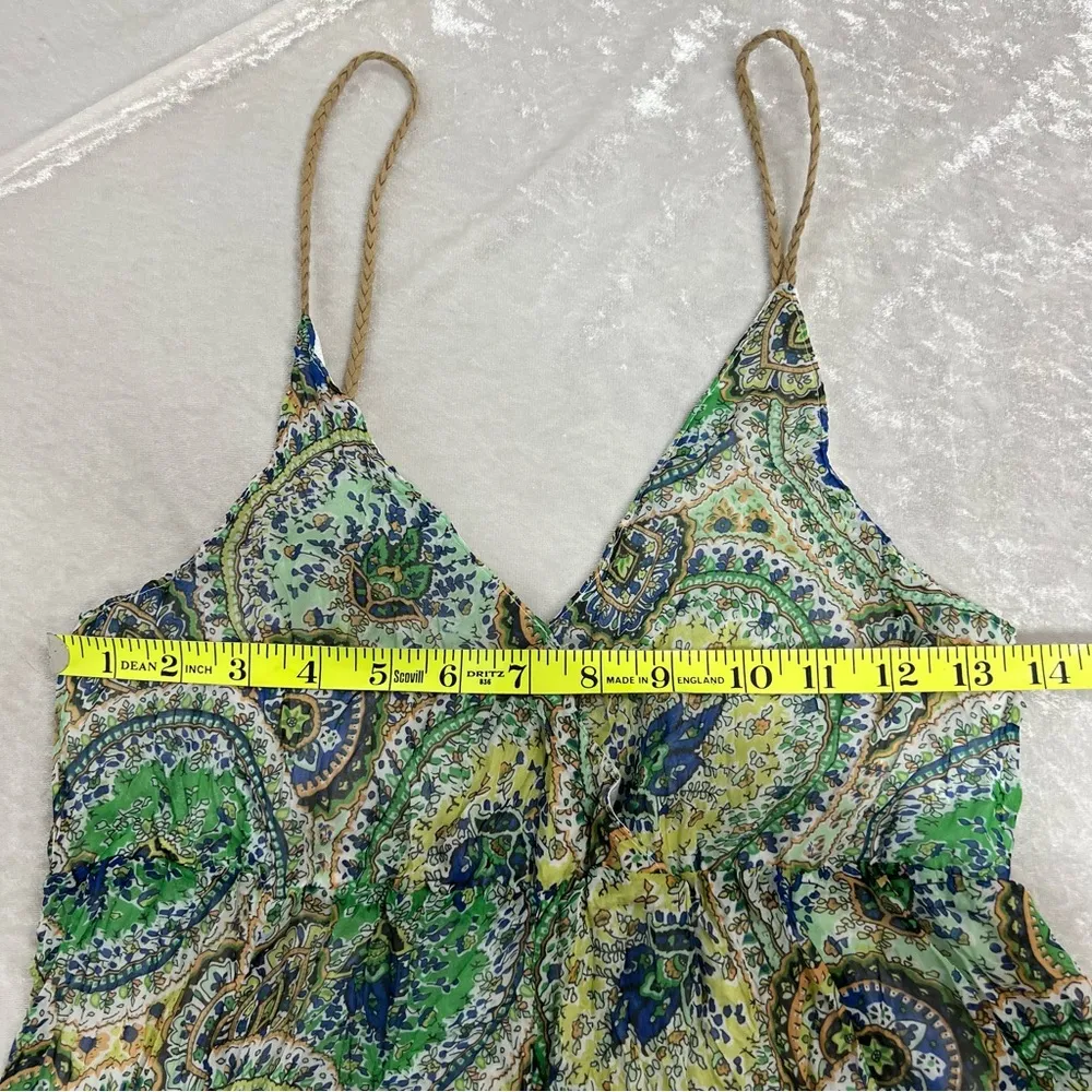 Joy Joy S Multicolor Paisley floral handkerchief Dress crinkle see measurements - Image 4