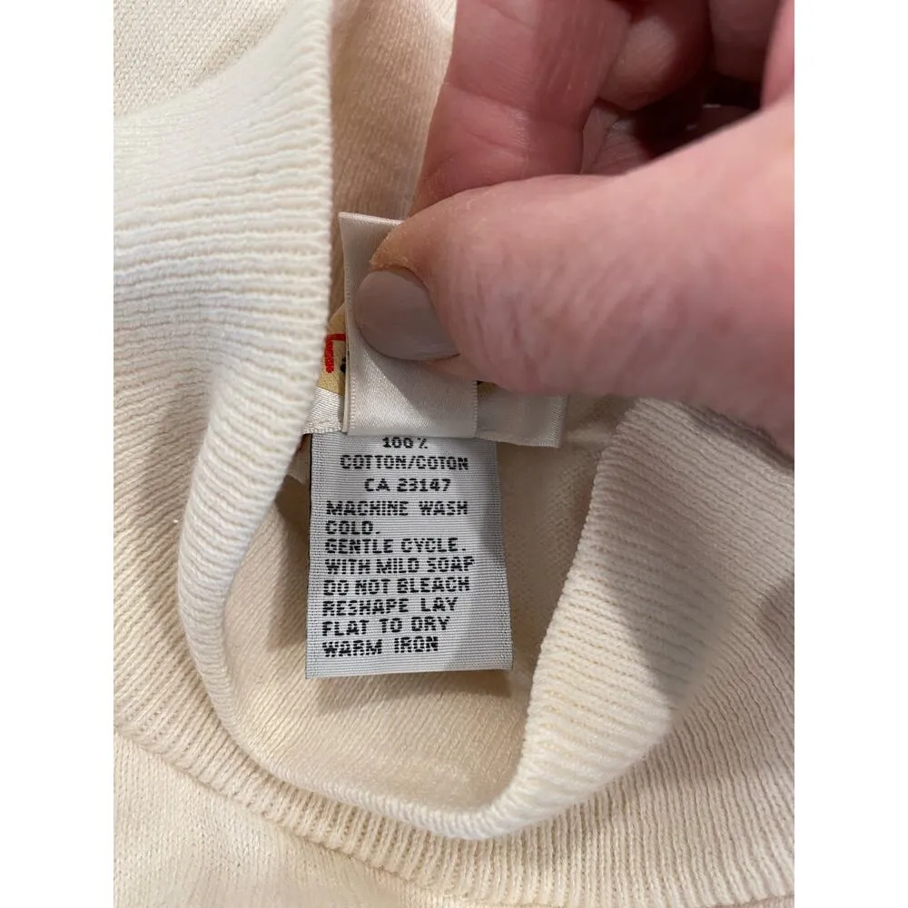 Talbots Women’s Sweater Medium Mock Neck Long Sleeve White 100% Cotton - Image 6