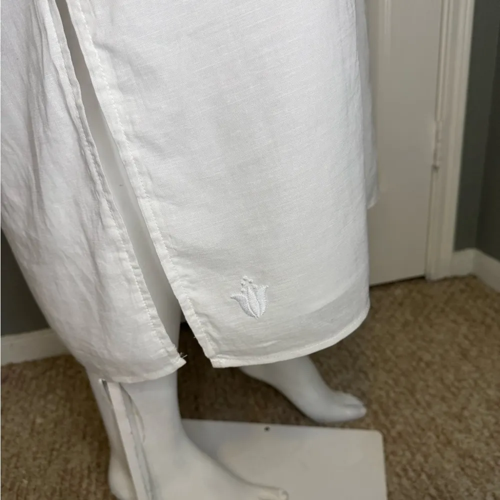 J. Marie Womens White Embroidered Sleeveless Dress Medium With Pockets! #123 - Image 3