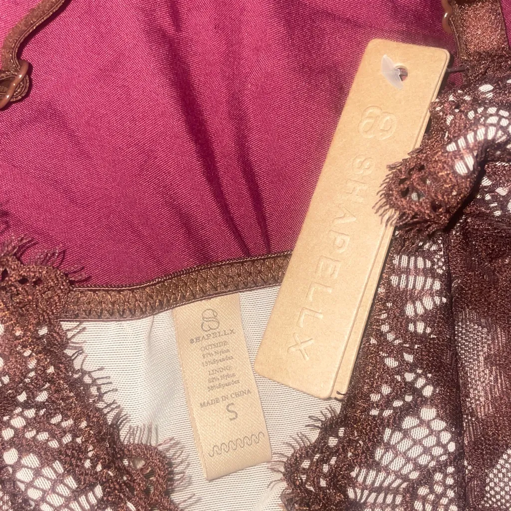 SHAPELLX Shapewear for Women Tummy Control Lace Bodysuit Brown - Image 10