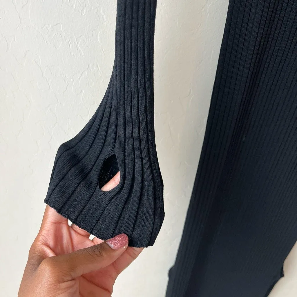 Toteme Dress Ribbed Knit Black Long Sleeve Orville Midi Dress‎ Size Medium - Image 4