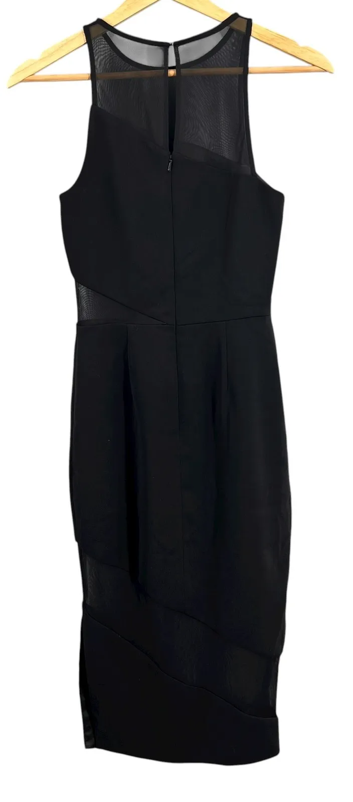 Jay Godfrey Black Sheer Mesh Panel Sleeveless Sheath Midi Dress Size 00 - Image 1
