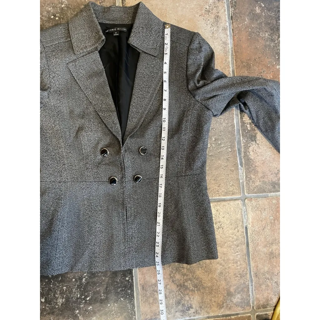 Antonio Melani Herringbone Blazer Size 12 Office Business - Image 6