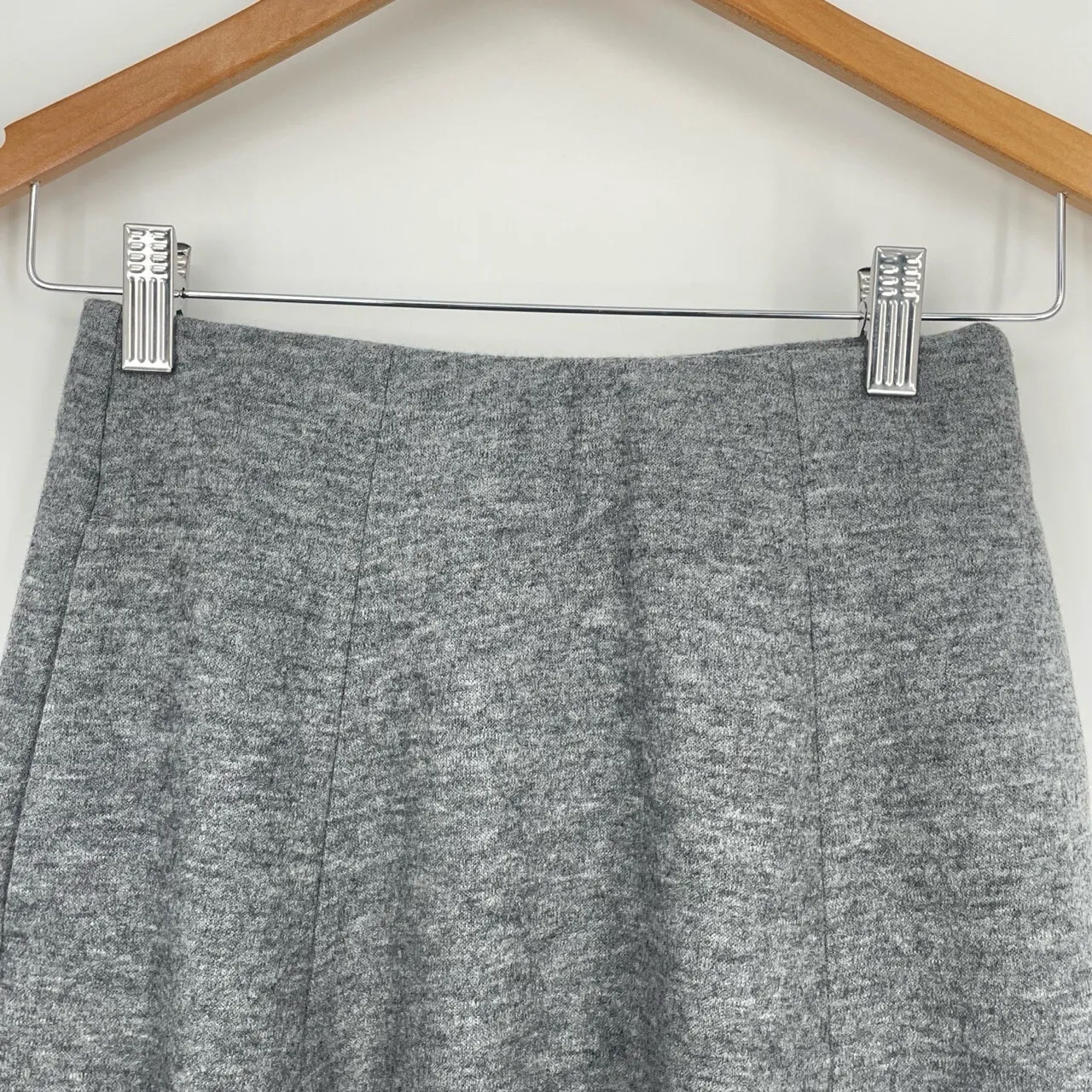 Uniqlo Womens Gray Light Academia Wool A-Line High-Waisted Skirt Extra Small - Image 4