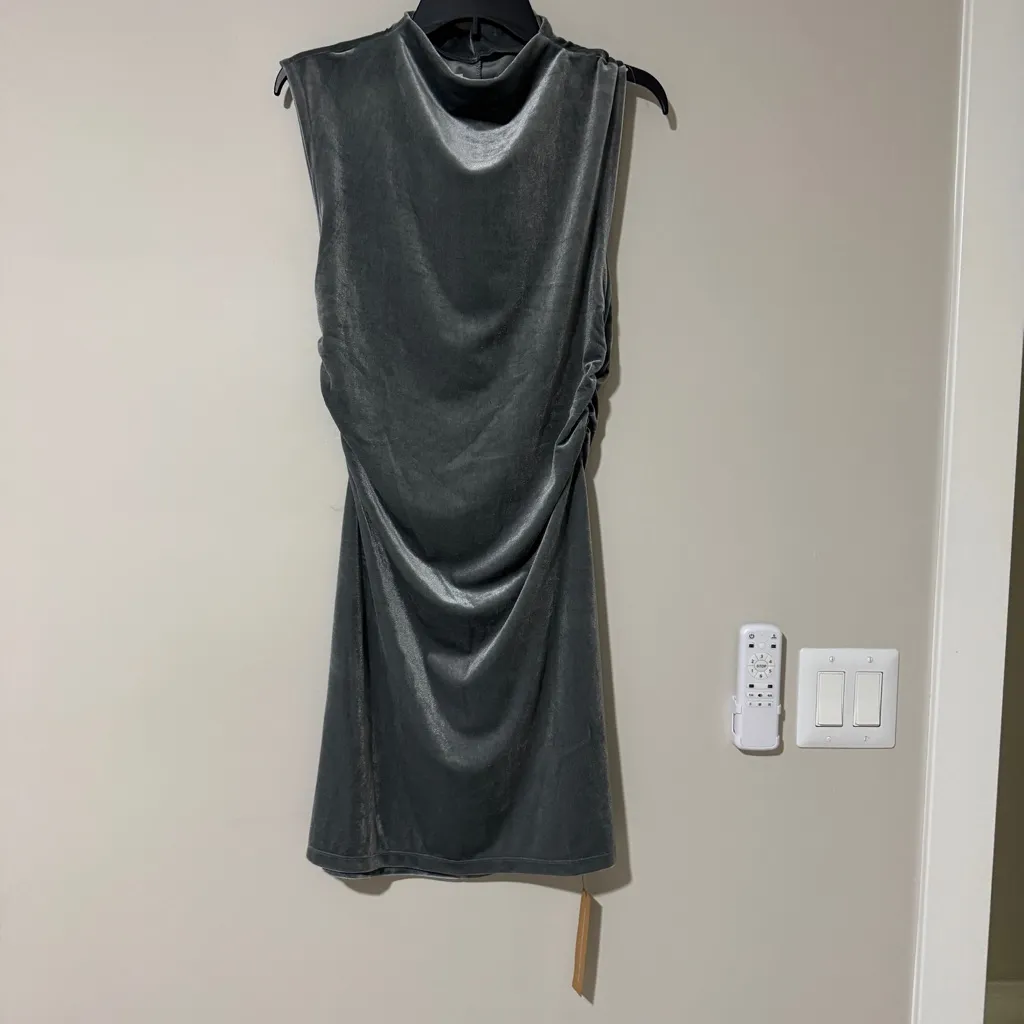 Reformation Alden Knit Dress Silver Velvet NWT Size L - Image 2