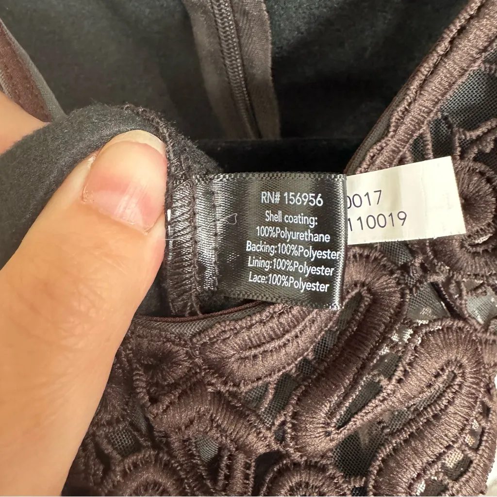 Boston Proper Dark Brown Faux Leather Pleated Midi Dress Size 4 - Image 8