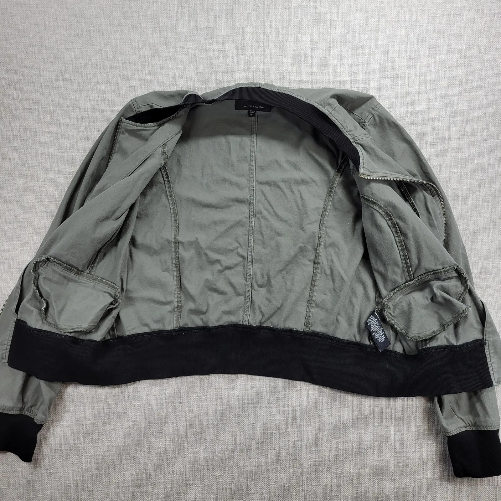 Sanctuary Womens Jacket Size M Olive Green Zip Up Military Twill‎ Bomber Crop - Image 9