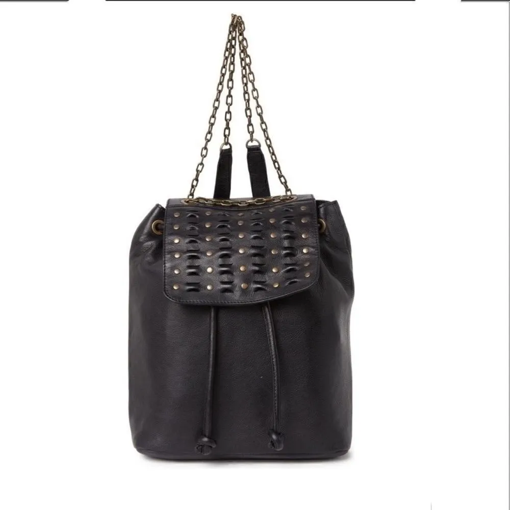 Frye Jade Studded Leather Backpack, ADJUSTABLE Chain/Leather Strap, Black, NWT - Image 2