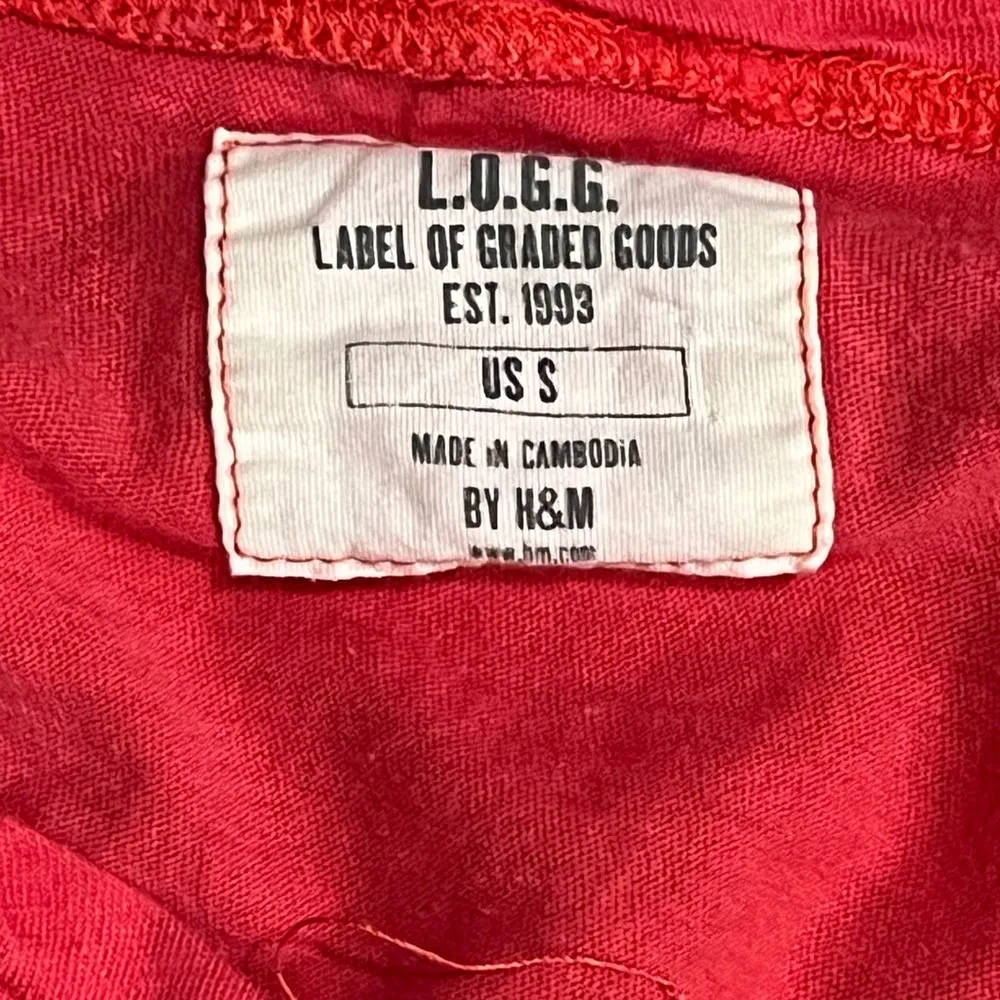 HM Womens Shirt Small Red Long Sleeve Pullover Top Casual LOGG - Image 2