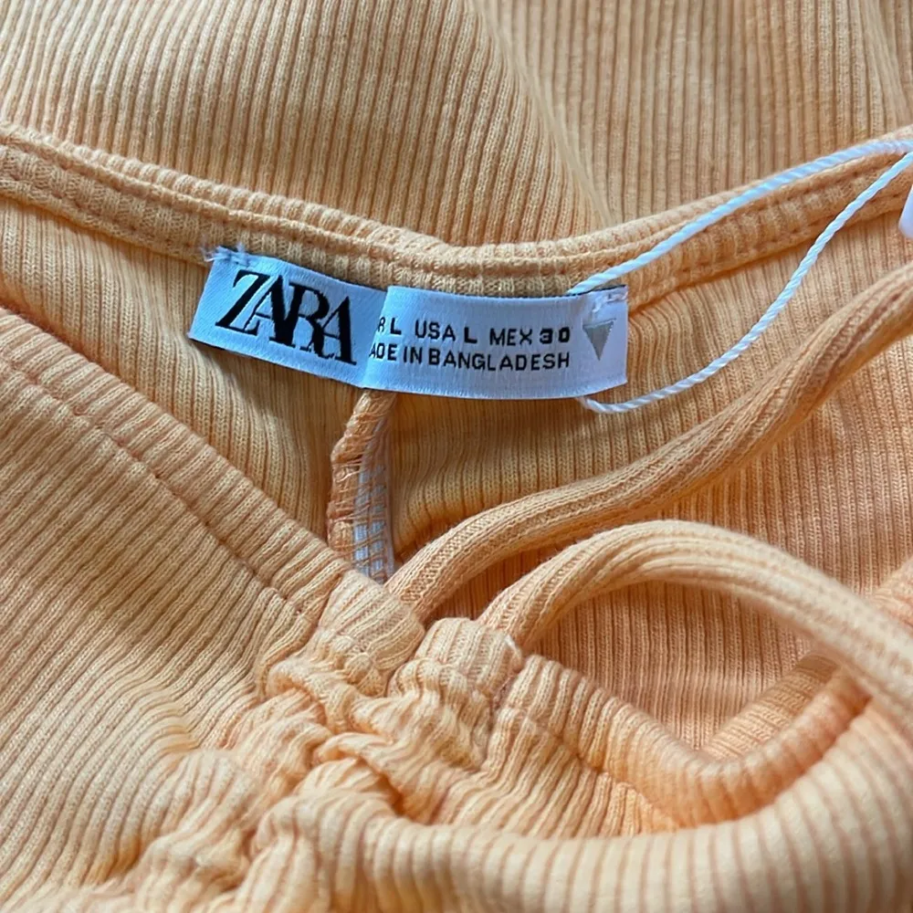 Zara Orange Ruched Mini Skirt Pencil Style - Image 2