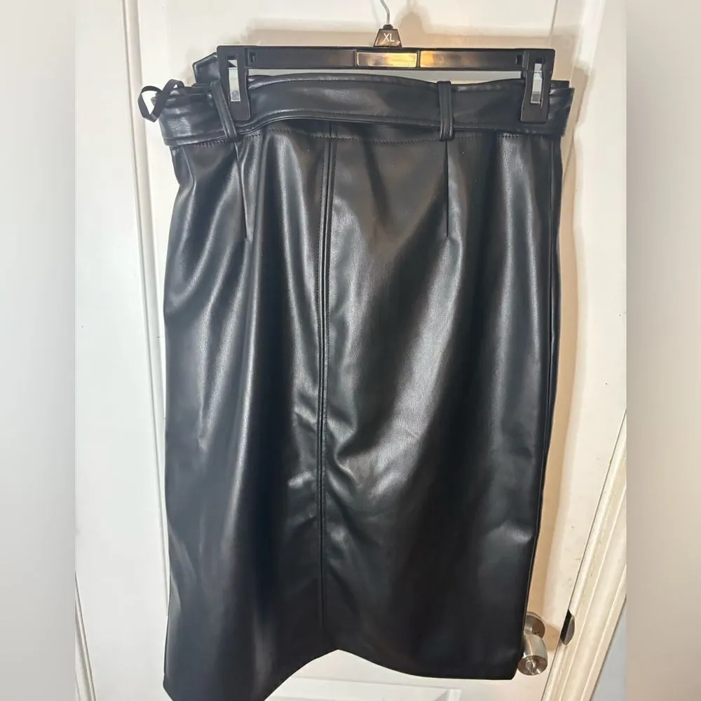 Noisy May Paula Cargo Faux Leather Midi Skirt size large NWOT - Image 6