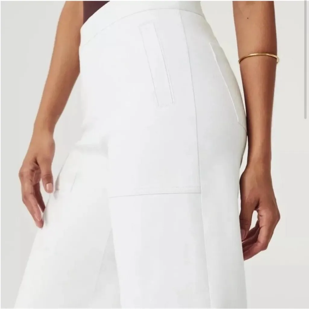 Spanx On The Go Wide Leg Cropped Crop Pants White High Waisted Rise small - Image 3