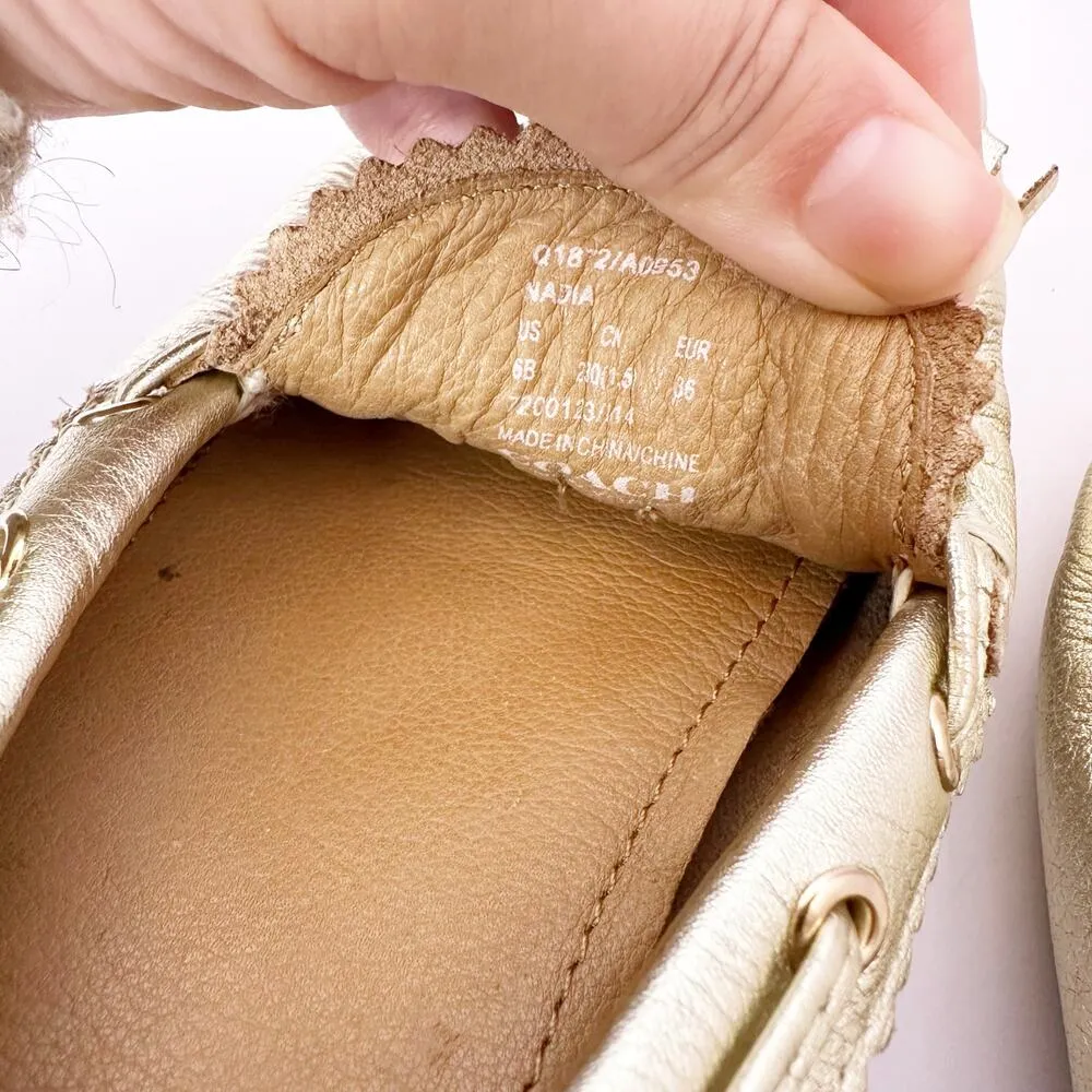 Coach Size‎ 6 Nadia Gold Metallic Tassel Driving Moccasin - Image 6
