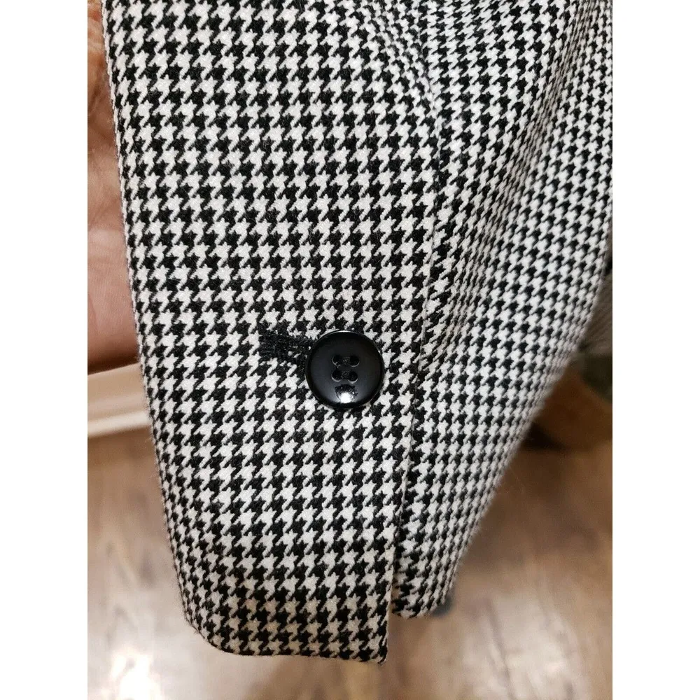 Premise Women's Black & White Houndstooth Long Sleeve Button Front Blazer Size 6 - Image 9